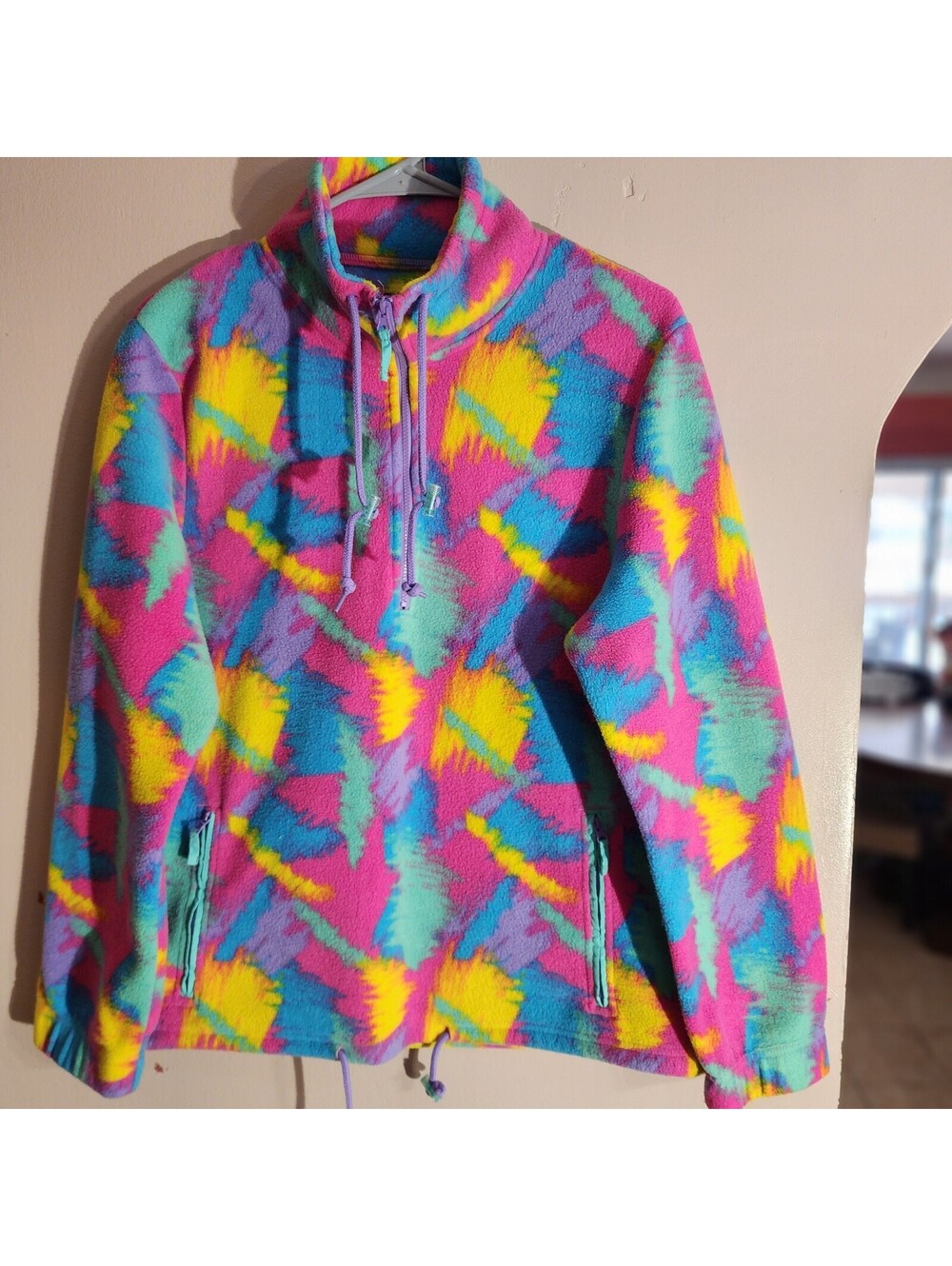 ALAB M Multicolor Abstract Mid-Length Zip Drawstring Jacket Long Sleeve Women